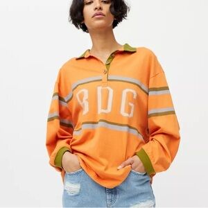 🔔 BDG Urban Outfitters  Logo Oversized Orange Tunic Polo Shirt